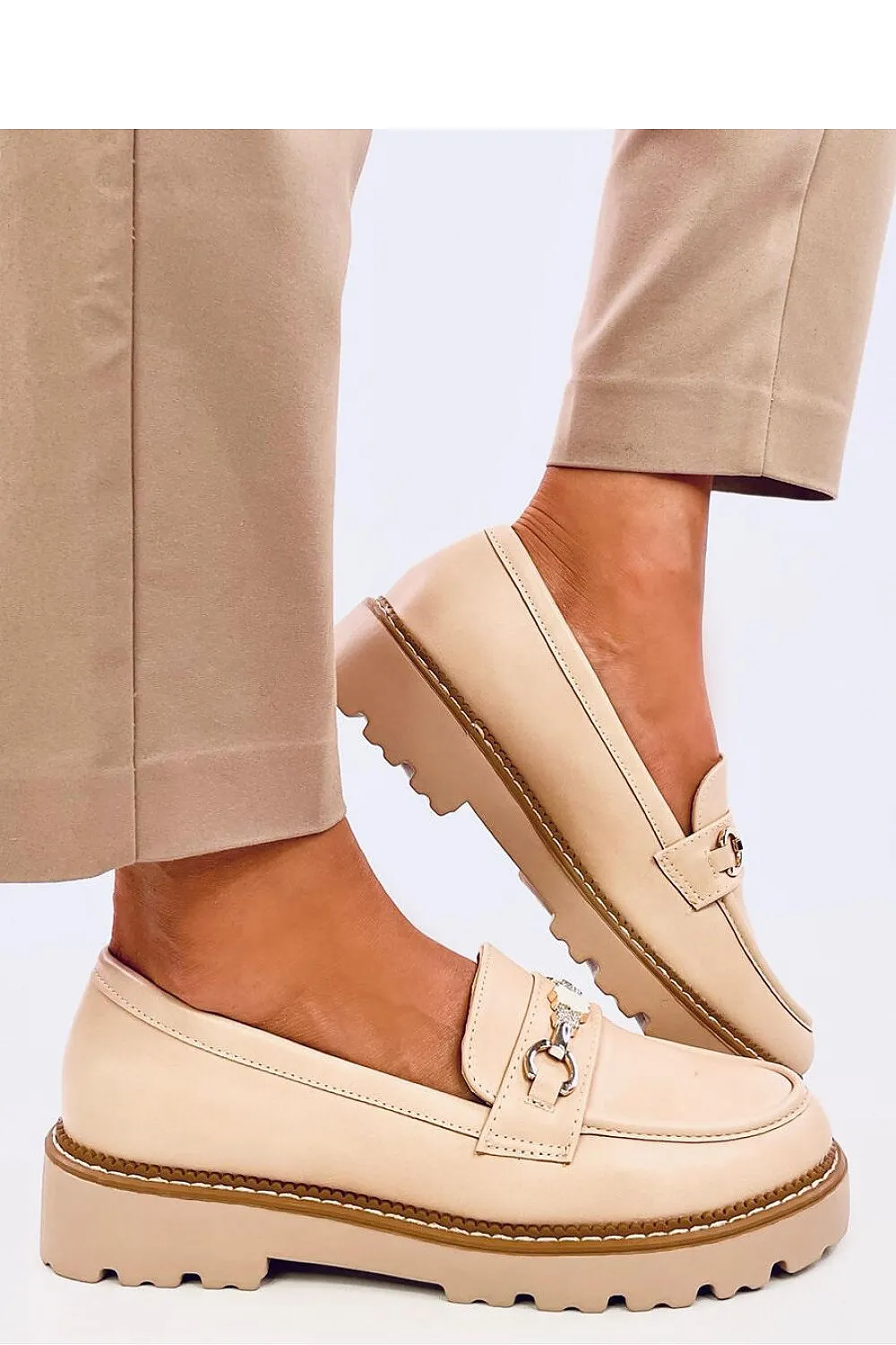 NEW Woman Platform Loafers  - Beige