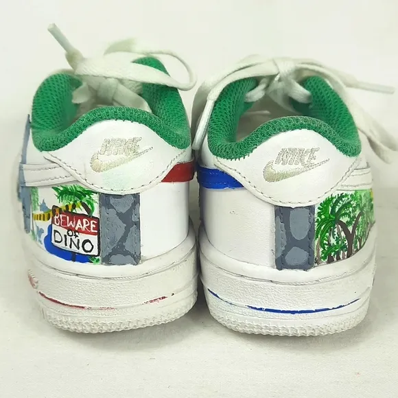 Nike Force 1 LE TD Hand Painted Sneakers  Size 10C Jurassic World DH2926 111