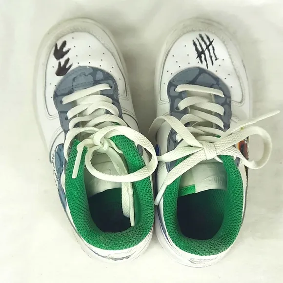 Nike Force 1 LE TD Hand Painted Sneakers  Size 10C Jurassic World DH2926 111