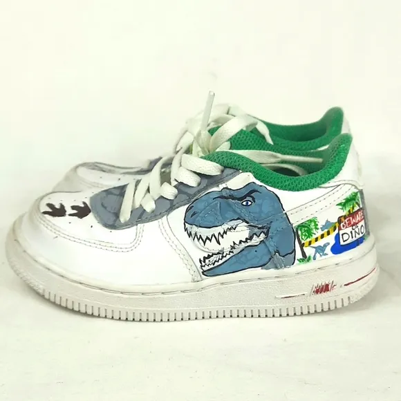 Nike Force 1 LE TD Hand Painted Sneakers  Size 10C Jurassic World DH2926 111
