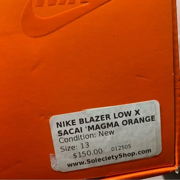 Nike x Sacai Blazer Low Magma Orange DD1877-100 Mens Sneakers Size 13 NEW W/ BOX
