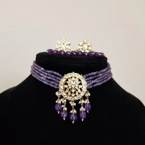 Pachi Kundan Bead Chokers With Gold Plating SB44 Purple
