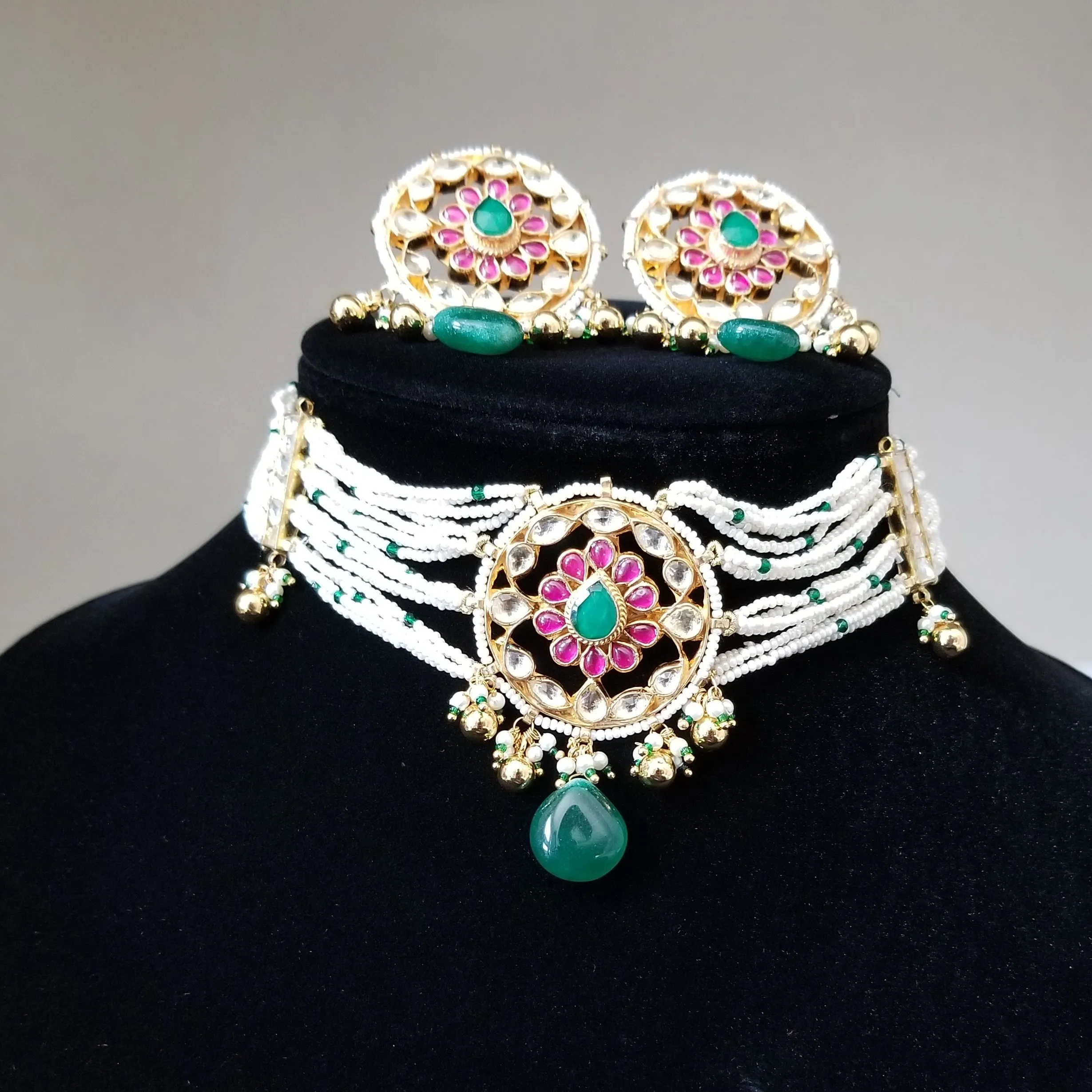 Pearl Kundan Choker With Gold Plating