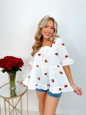 Pretty Please Cherry Poplin Top