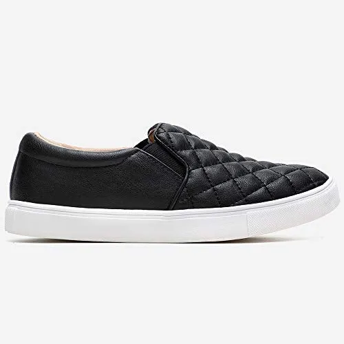 Quilted Slip On Sneakers - Black, Size 7.5