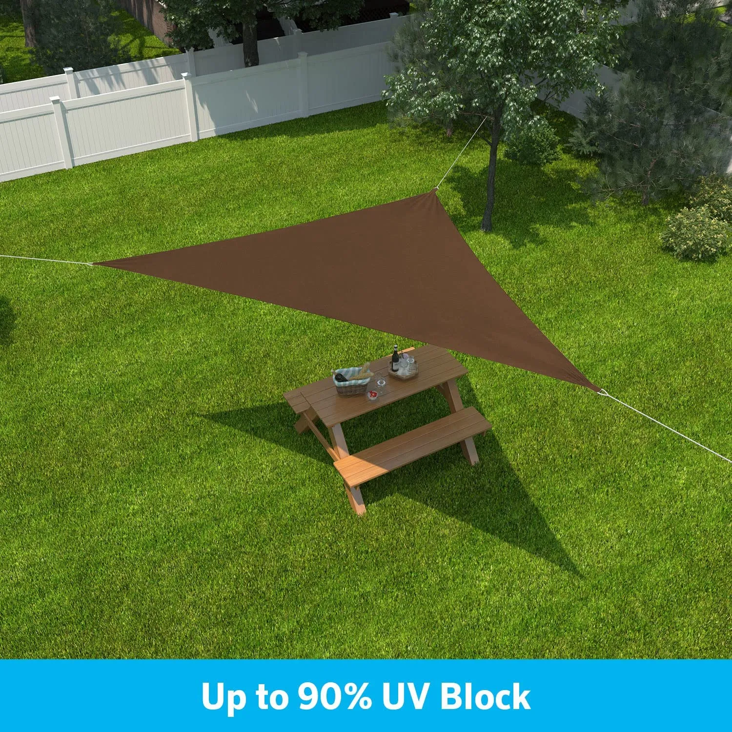 Ready-to-Hang Shade Sail, Triangle Sail with 90% UV Blocking, (16.5 ft x 16.5 ft), Mocha