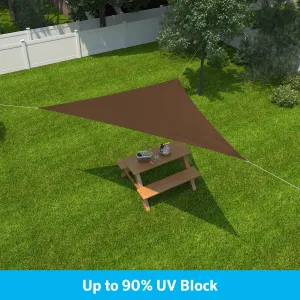 Ready-to-Hang Shade Sail, Triangle Sail with 90% UV Blocking, (16.5 ft x 16.5 ft), Mocha