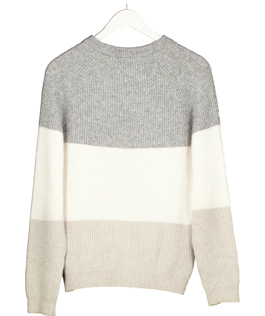 REISS Grey Connor Colour Block Jumper UK S