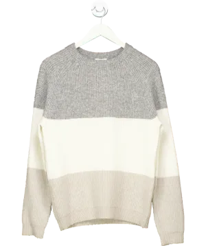 REISS Grey Connor Colour Block Jumper UK S