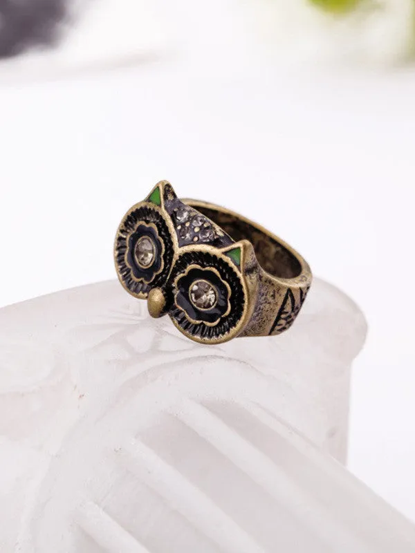 retro owl ring
