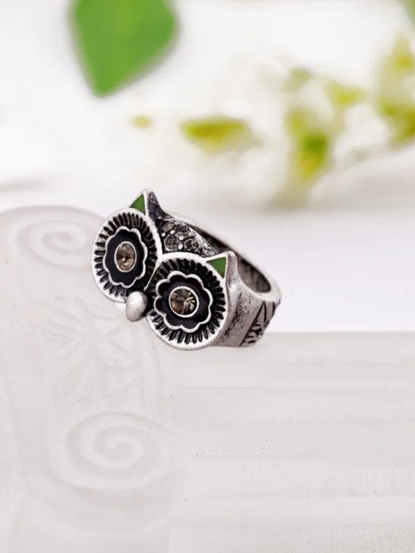 retro owl ring