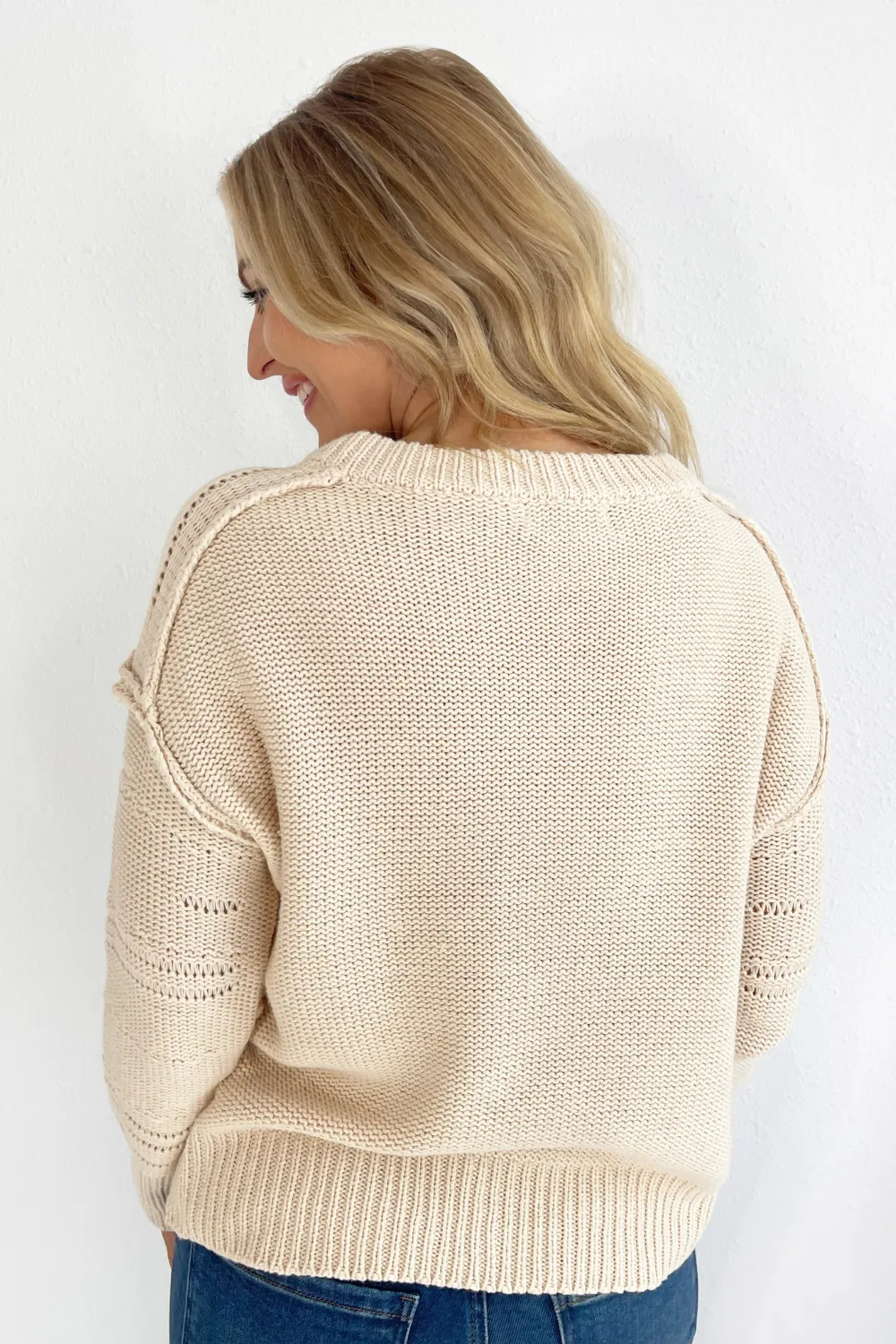 Reverse Seam V-Neck Pullover