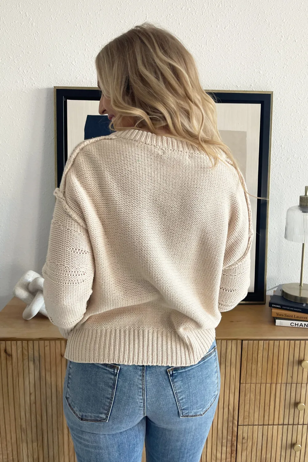 Reverse Seam V-Neck Pullover
