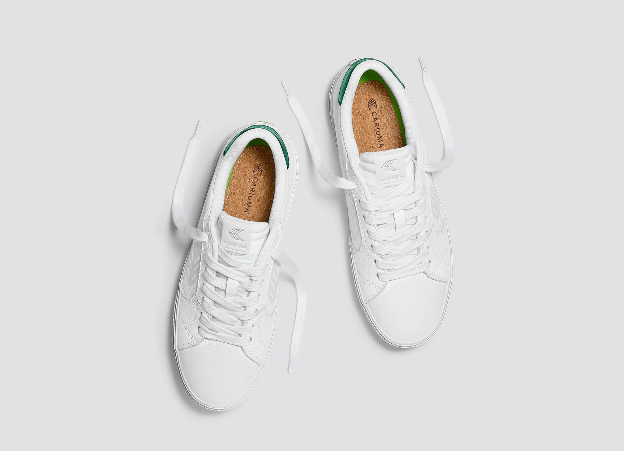 SALVAS White Premium Leather Ice Logo Metallic Green Sneaker Women