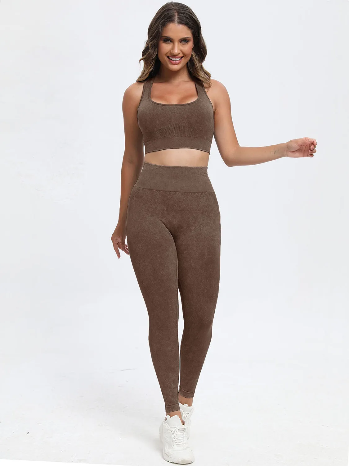 Scoop Neck Wide Strap Top and Leggings Active Set