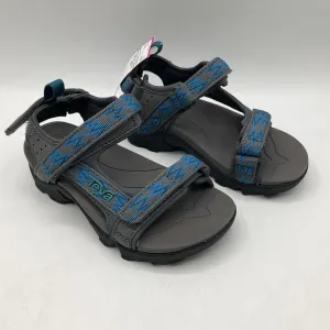 Size 11: Teva Grey Blue Chevron Stripes Velcro Sandals NEW