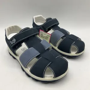 Size 1Y: Primigi Two-Tone Blue Leather Velcro Sandals NEW
