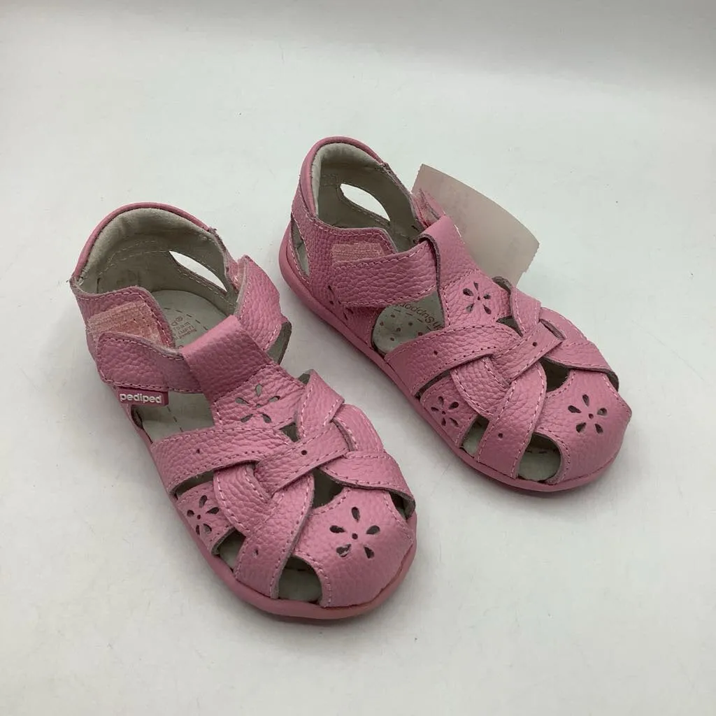 Size 6-6.5: Pediped Nikki Pink Closed Toe Velcro Sandals NEW