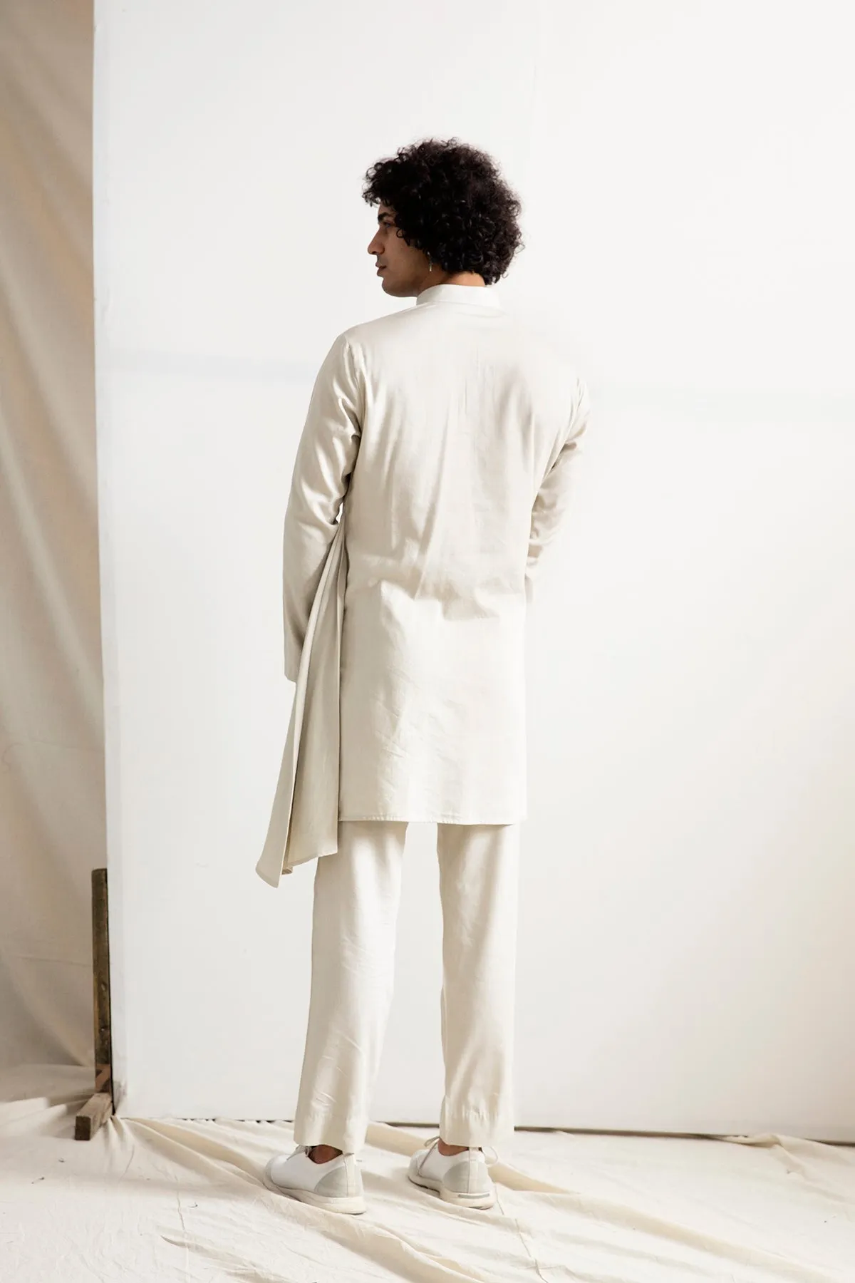 Solace Tie & Dye Asymmetric Jacket with Kurta Set