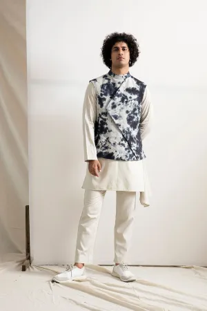 Solace Tie & Dye Asymmetric Jacket with Kurta Set