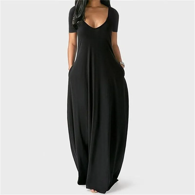 Solid Slant Pocket Dress