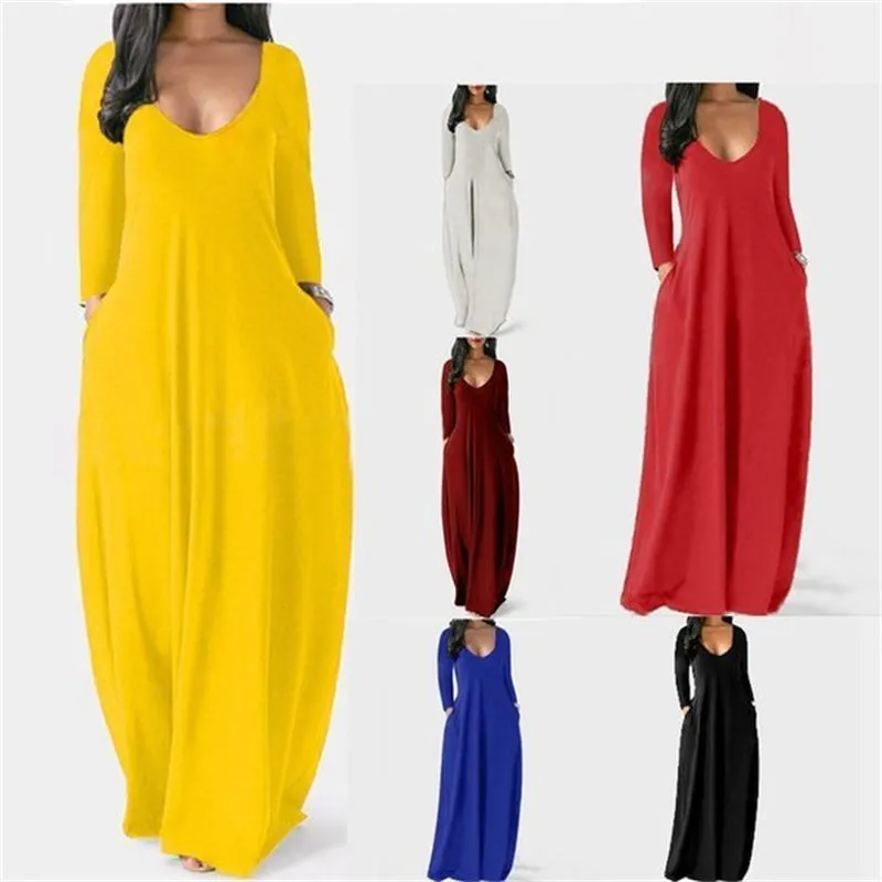 Solid Slant Pocket Dress