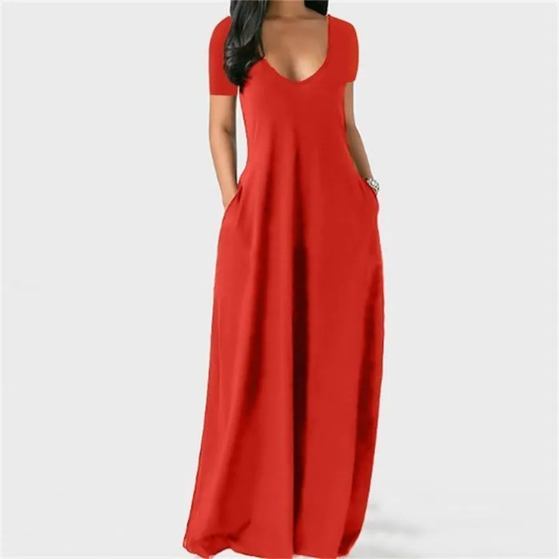 Solid Slant Pocket Dress