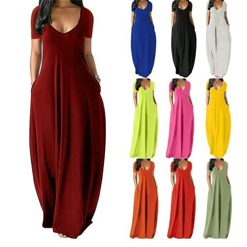 Solid Slant Pocket Dress