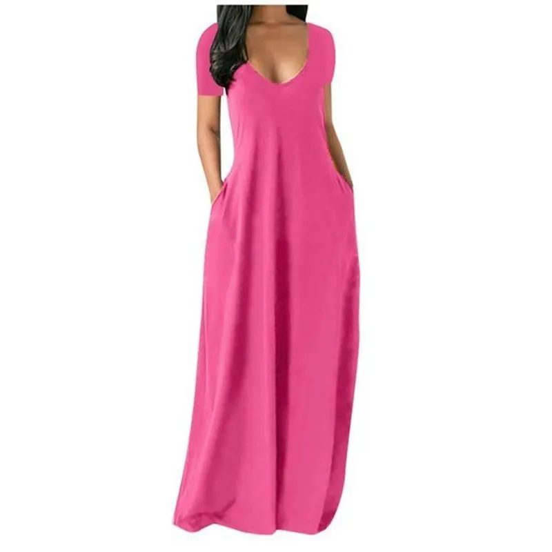 Solid Slant Pocket Dress