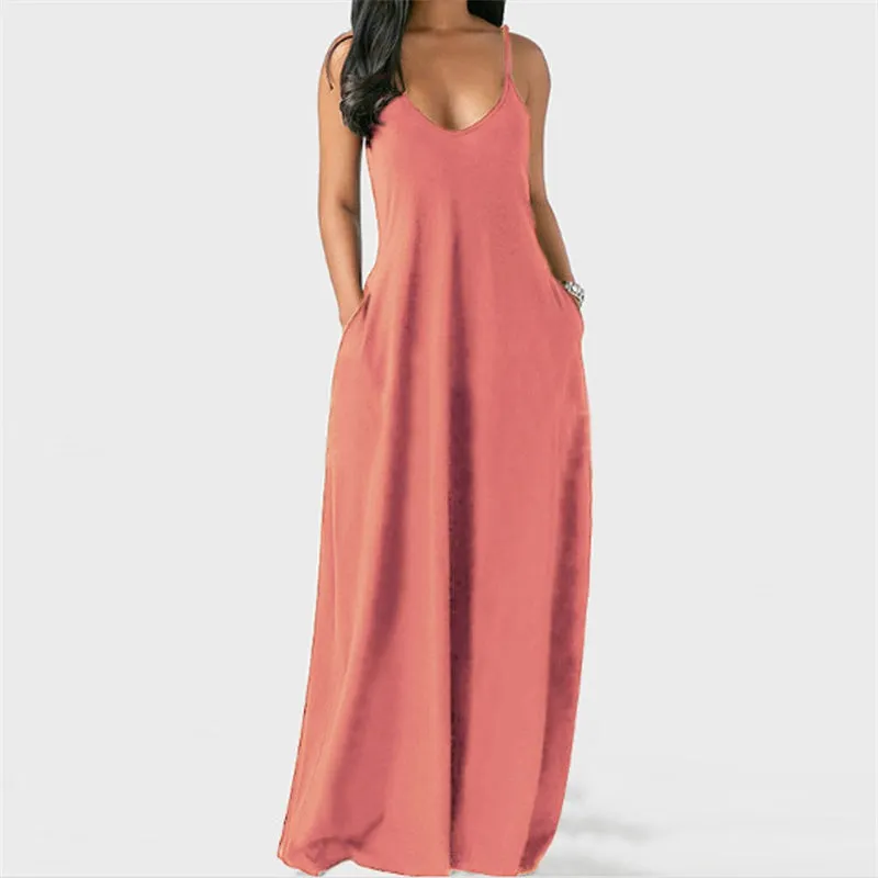 Solid Slant Pocket Dress