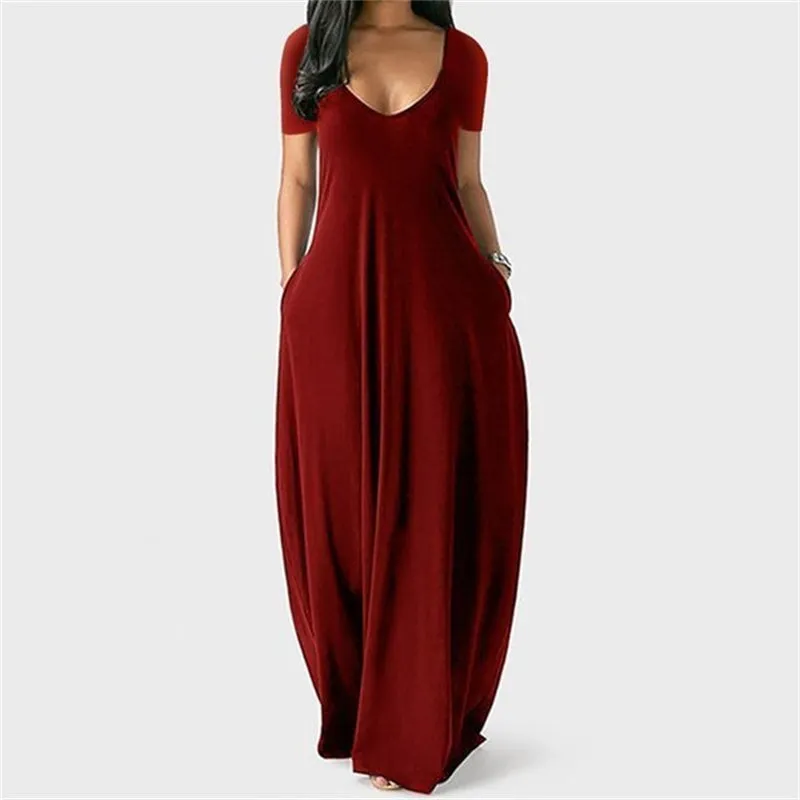 Solid Slant Pocket Dress