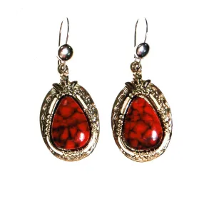 Southwestern Bohemian Chic Red Coral Earrings by ART MODE