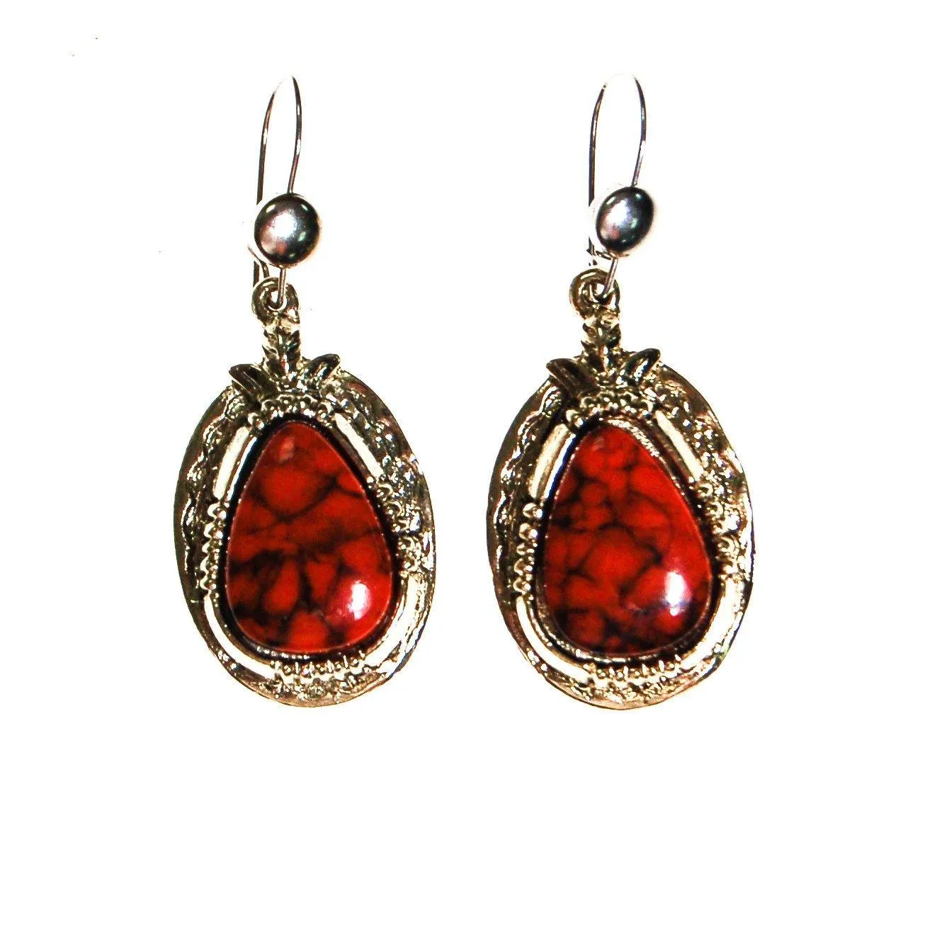 Southwestern Bohemian Chic Red Coral Earrings by ART MODE