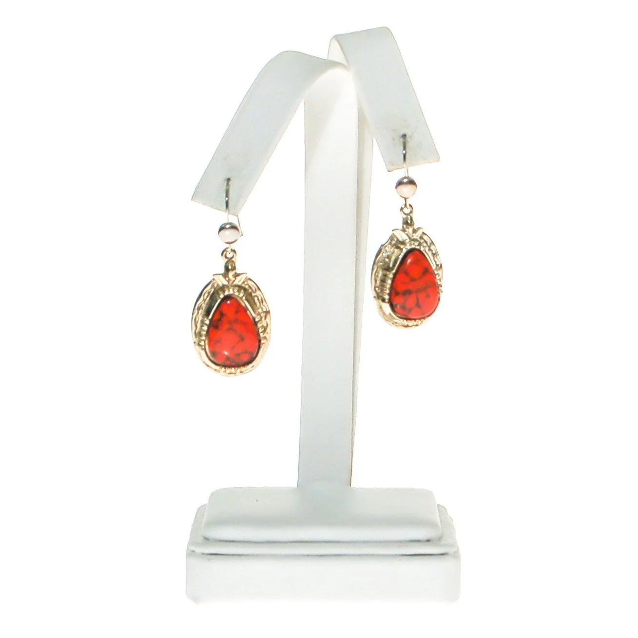 Southwestern Bohemian Chic Red Coral Earrings by ART MODE