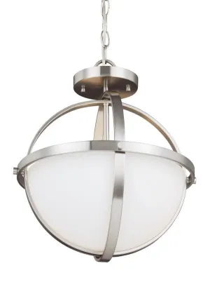 Spherical Brushed Nickel 2 Light Semi-Flu