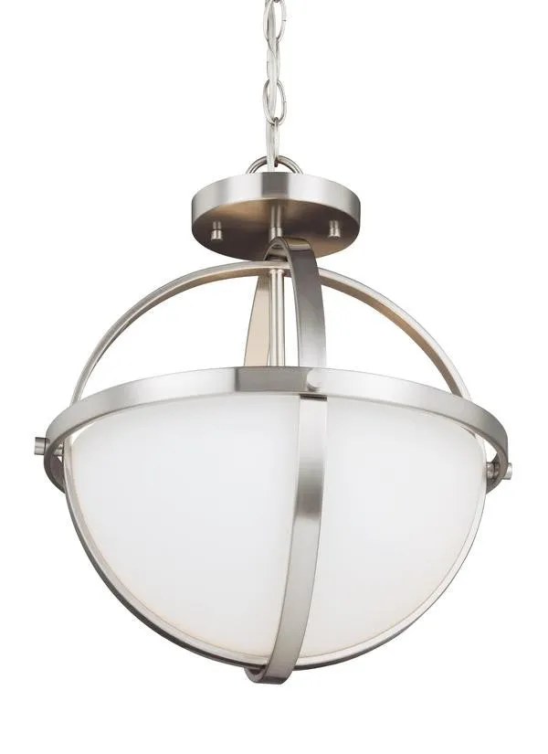 Spherical Brushed Nickel 2 Light Semi-Flu