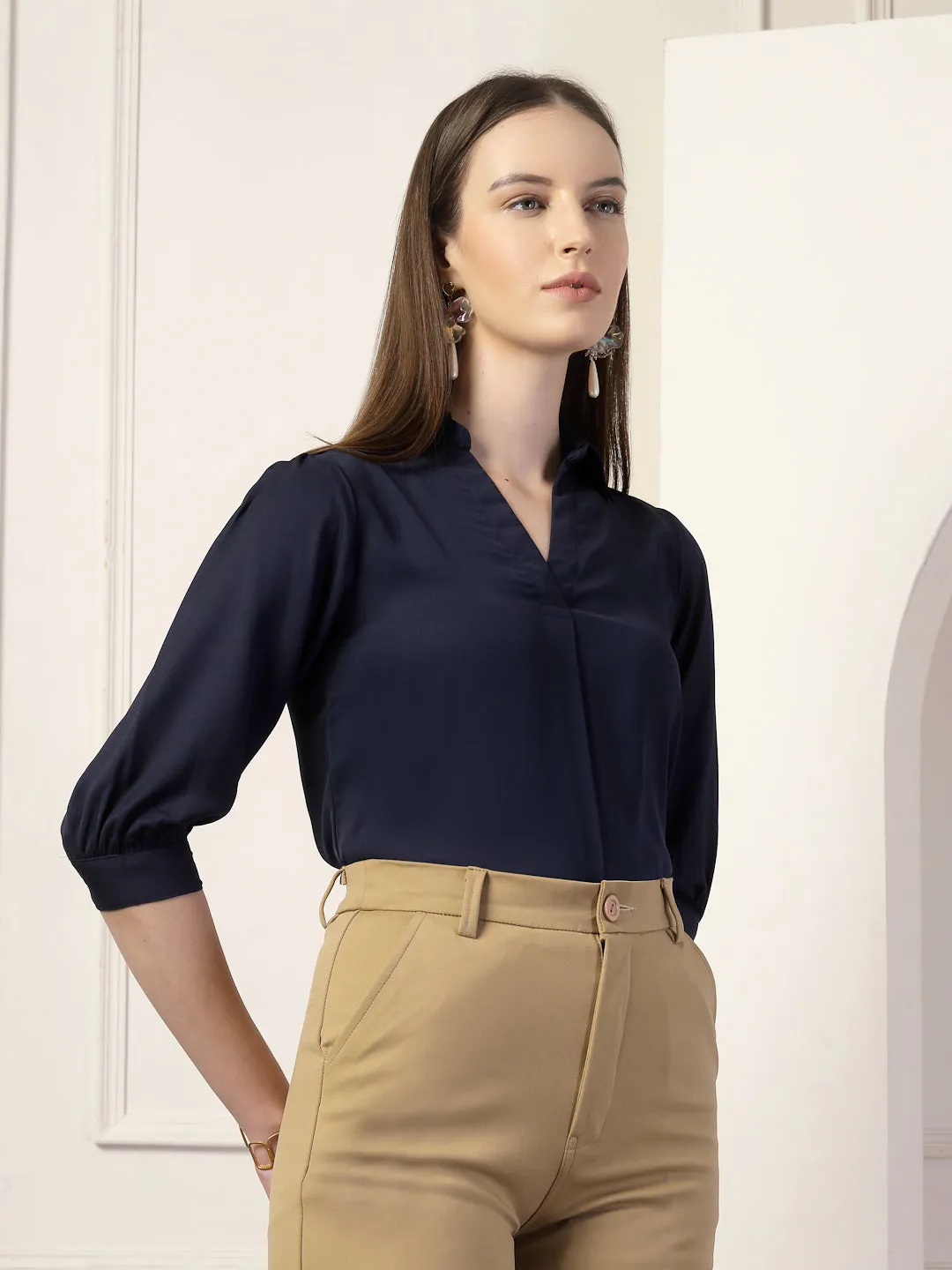 Style Quotient Women Navy Formal Top