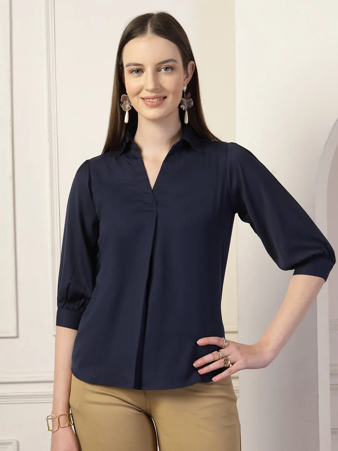 Style Quotient Women Navy Formal Top