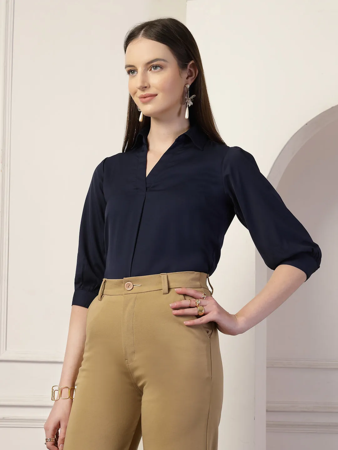 Style Quotient Women Navy Formal Top