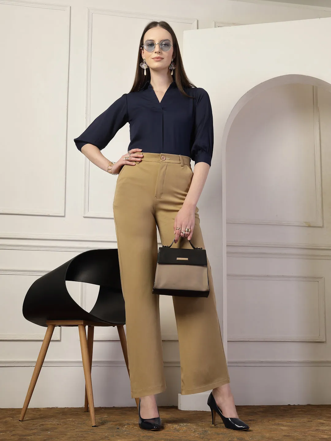 Style Quotient Women Navy Formal Top