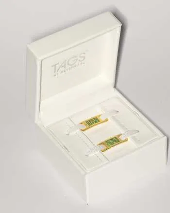 TAGS Sneaker Jewelry: Gold Plated with Green Cubic Zirconia Design