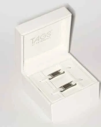 TAGS Sneaker Jewelry: Rhodium Plated Silver with Black Cubic Zirconia Design