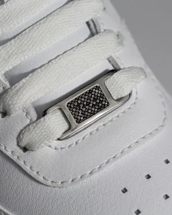 TAGS Sneaker Jewelry: Rhodium Plated Silver with Black Cubic Zirconia Design