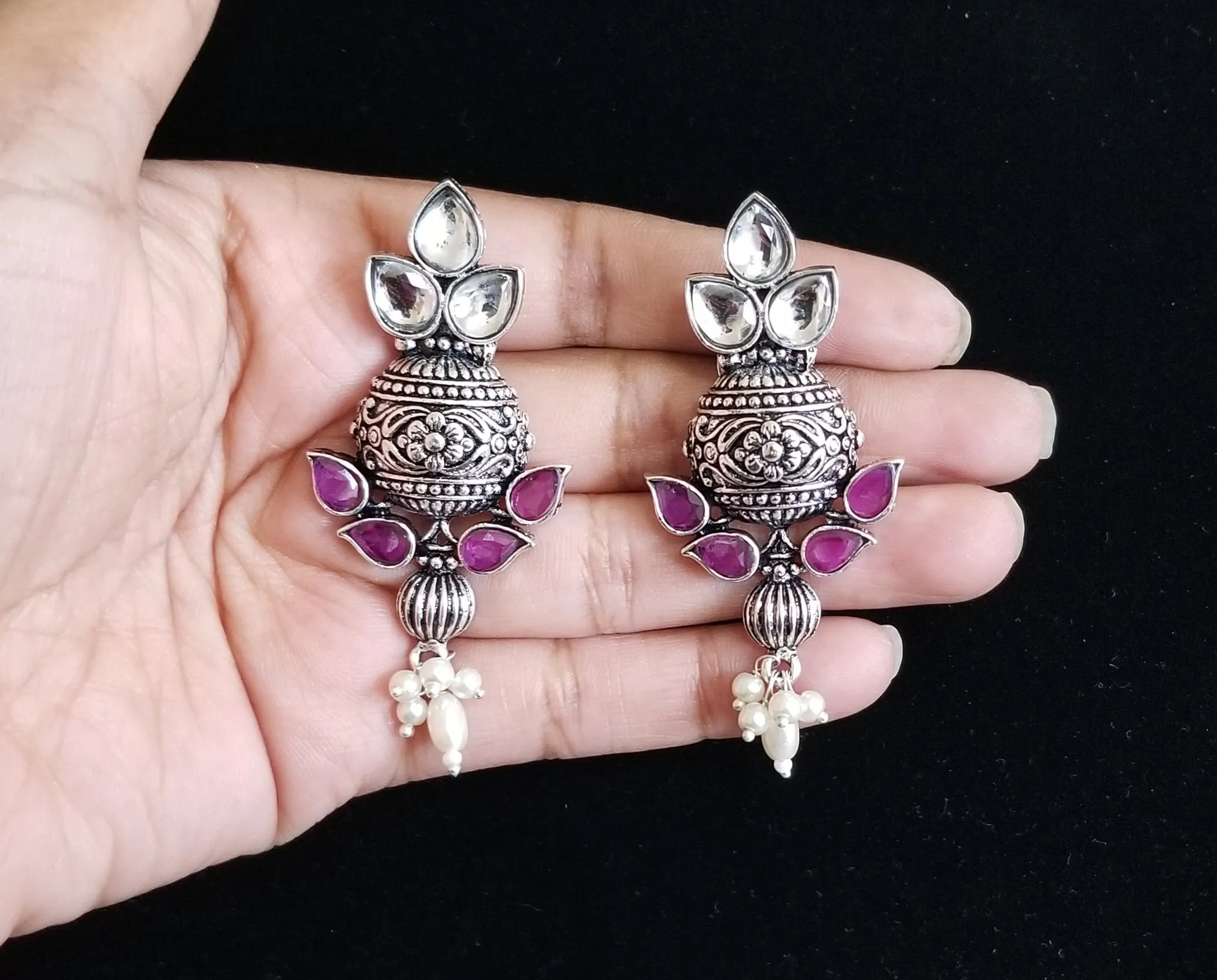 Trendy Earring With Oxidised Plating GR9