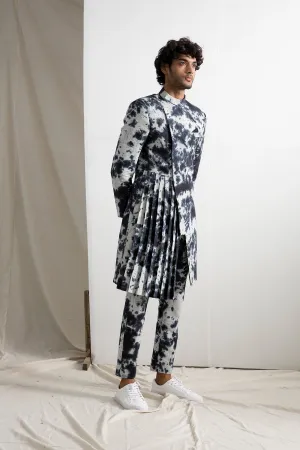 Tycen - Tie & Dye Indo Western Pleated Achkan Jacket Set