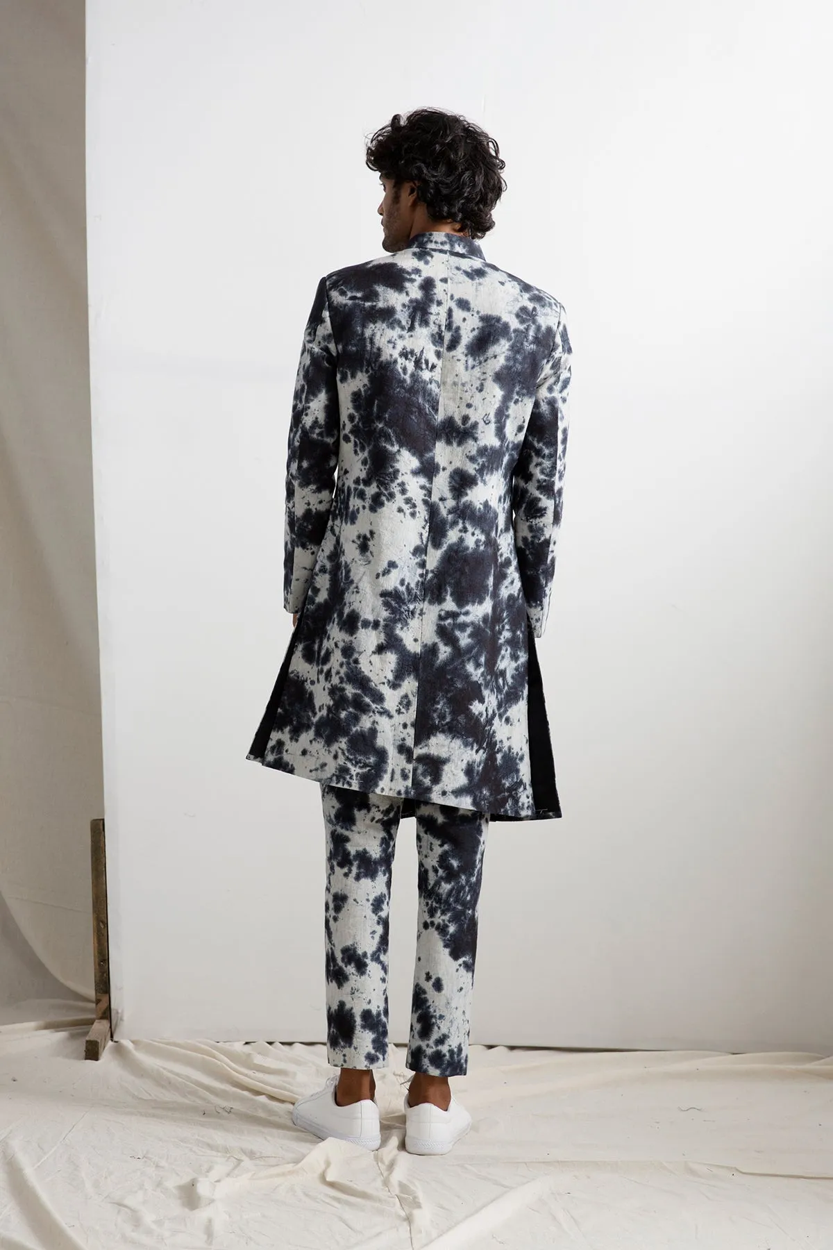 Tycen - Tie & Dye Indo Western Pleated Achkan Jacket Set