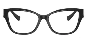 Versace ICONIC VE 3347 GB1 Cat-Eye Plastic Black Eyeglasses with Logo Stamped Demo Lenses