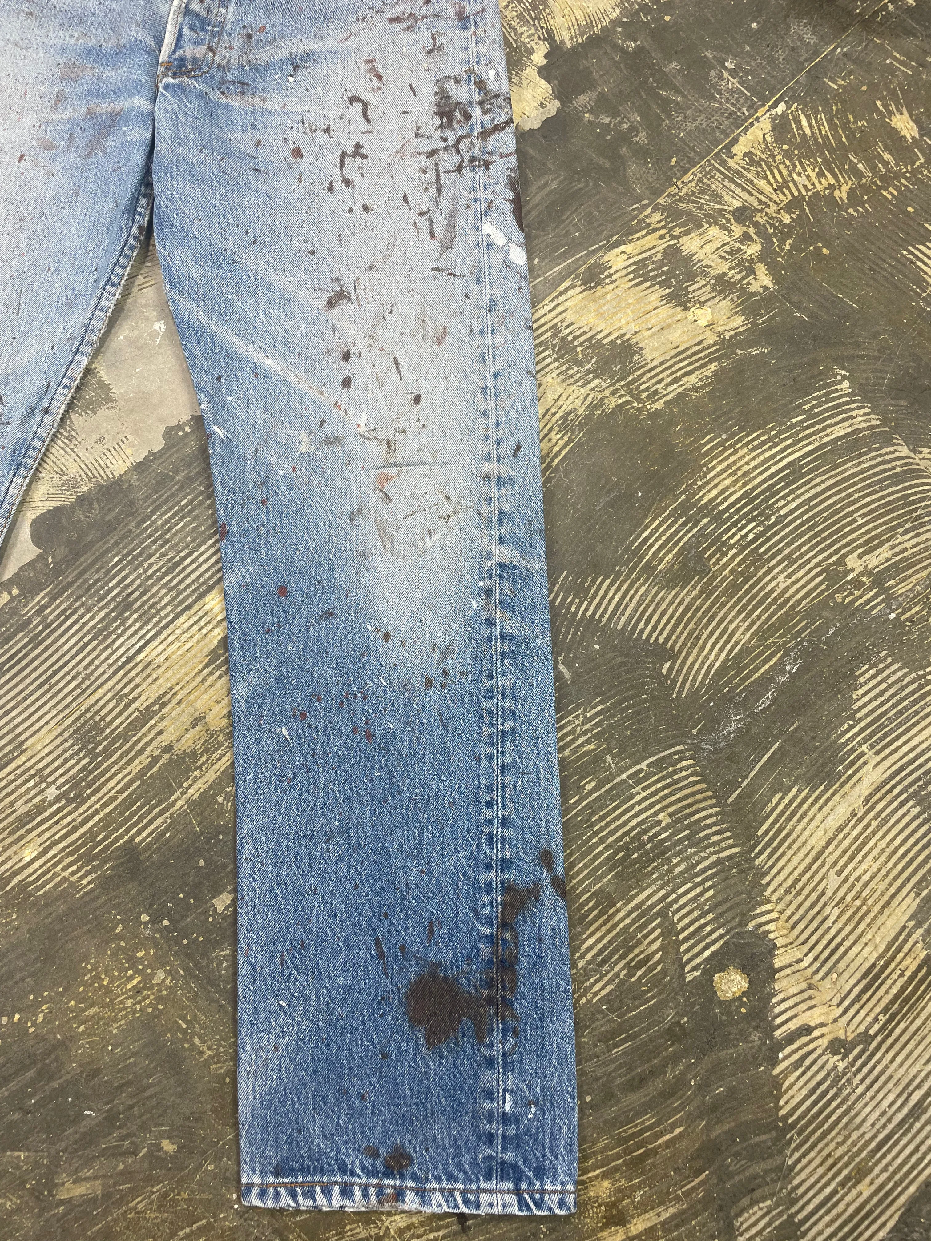 Vintage USA Made Levi 501 Transitional Premium Wash & Paint Denim Jeans (JYJ-0316)