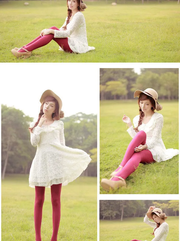warm and colorful Japanese plush legging/tights