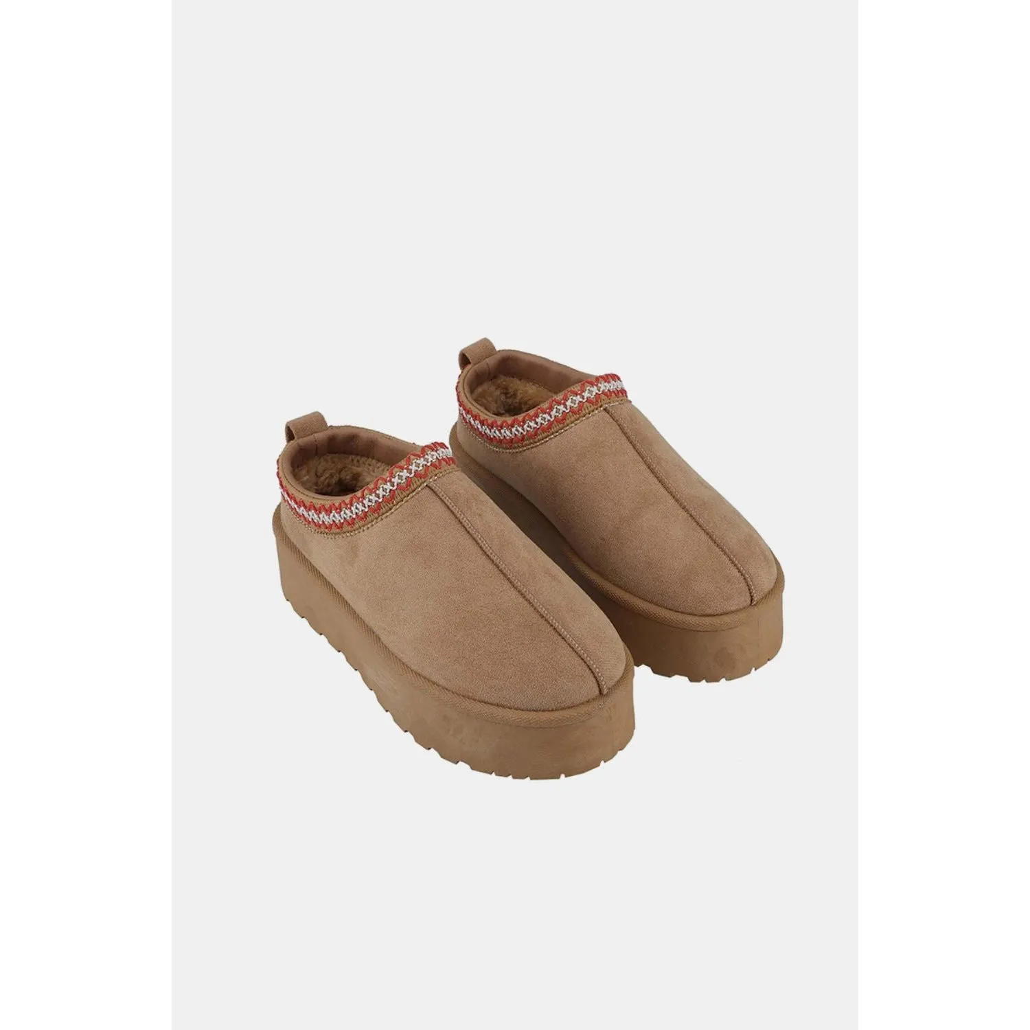 Weeboo Platform Embroidered Trim Slip-On Boots